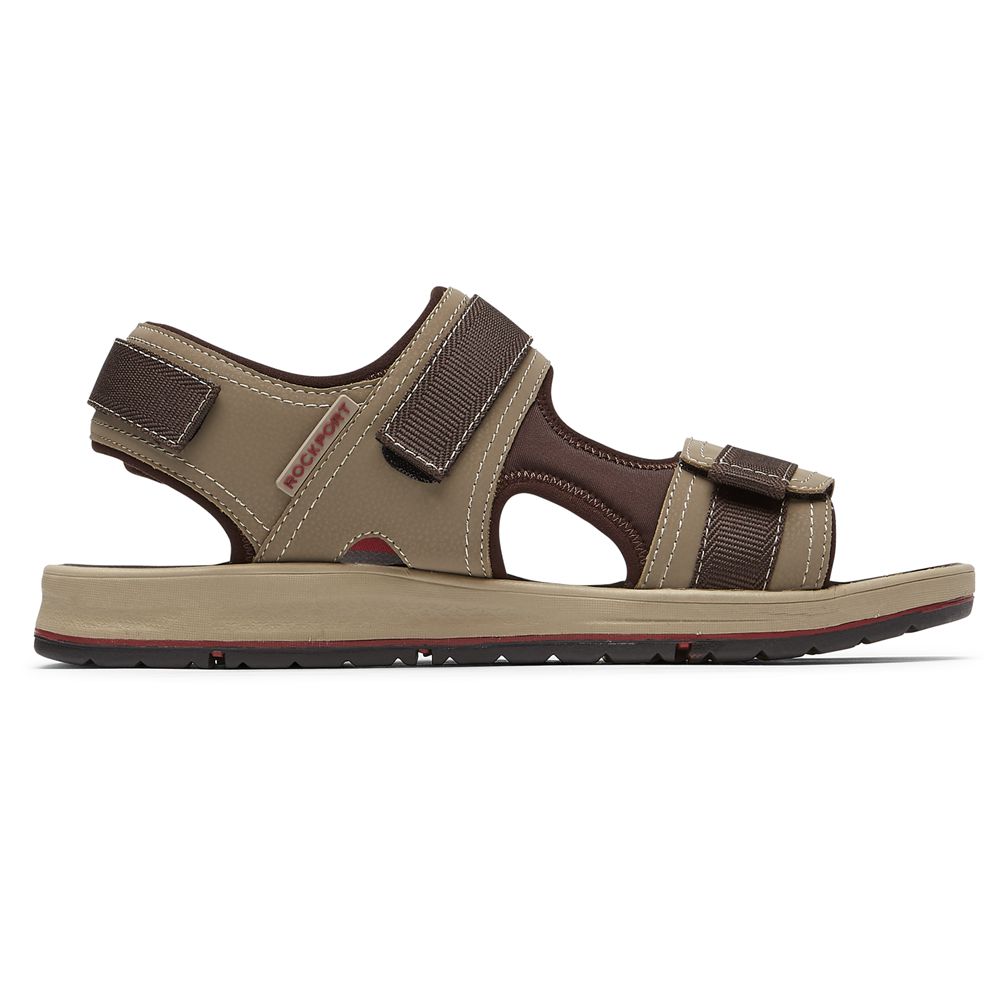 Rockport Lucky Bay Sport 3 Strap - Mens Sandals - Brown - NZ (VAB-326780)